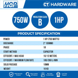 HCP A-21F SUBMERSIBLE WASTEWATER SUMP PUMP 2" | 1HP | MAX 360L/MIN | MAX HEAD 10M | AUTO [ A21F ]
