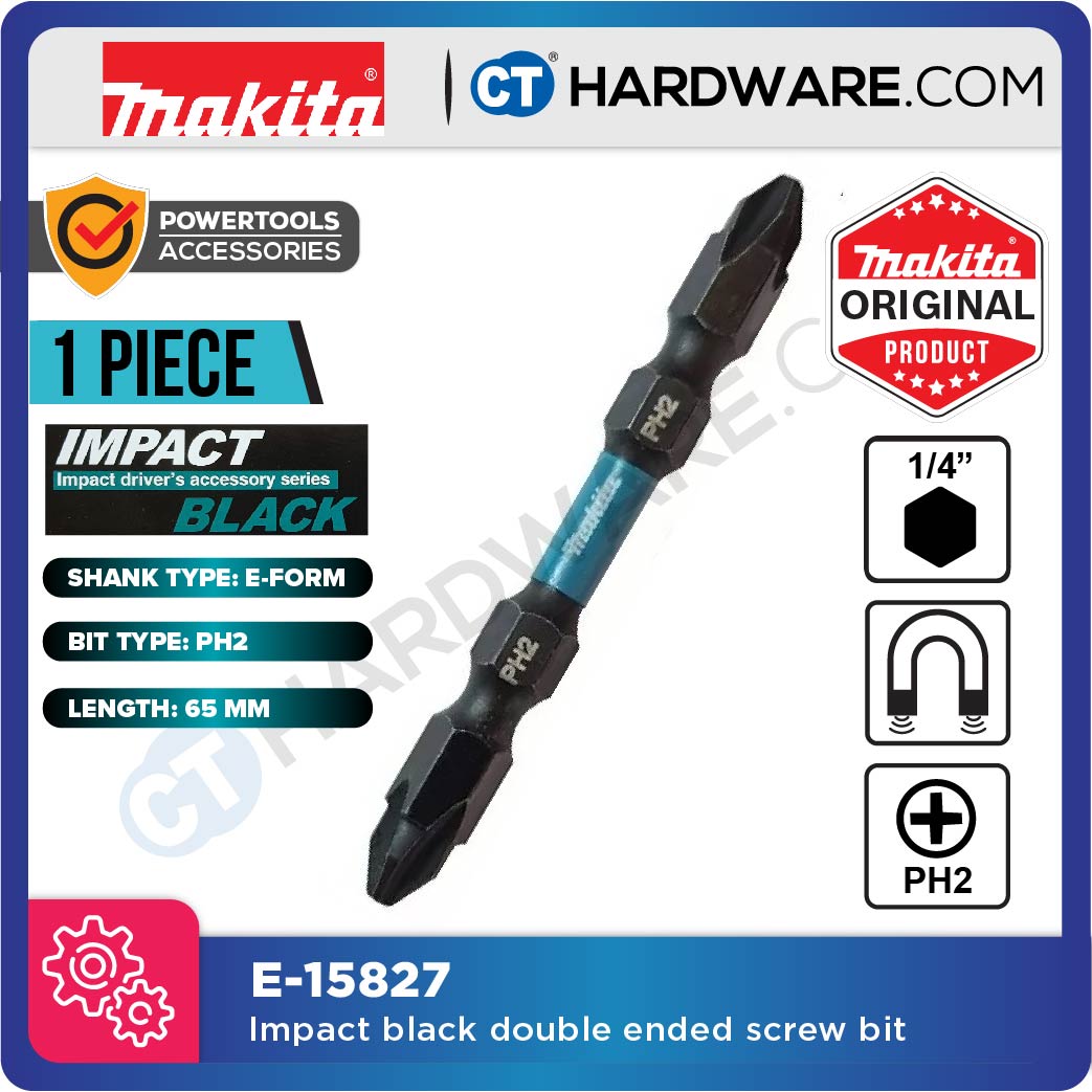 MAKITA E-15827 DOUBLE ENDED IMPACT BLACK SCREW BIT PH2 SIZE 65MM - 1PC [ E15827 ]