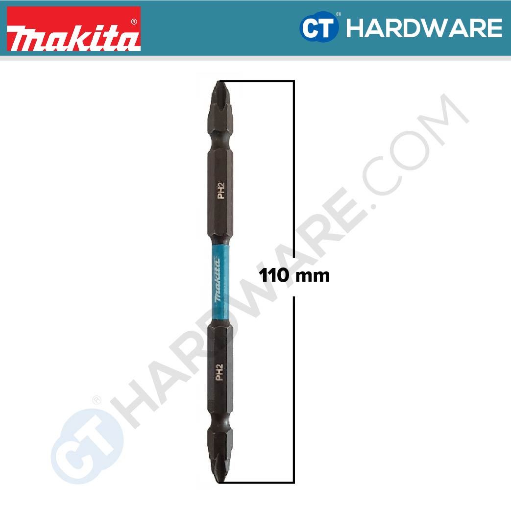 MAKITA E-15833 DOUBLE ENDED IMPACT BLACK SCREW BIT PH2 SIZE 110MM - 1PC [ E15833 ]