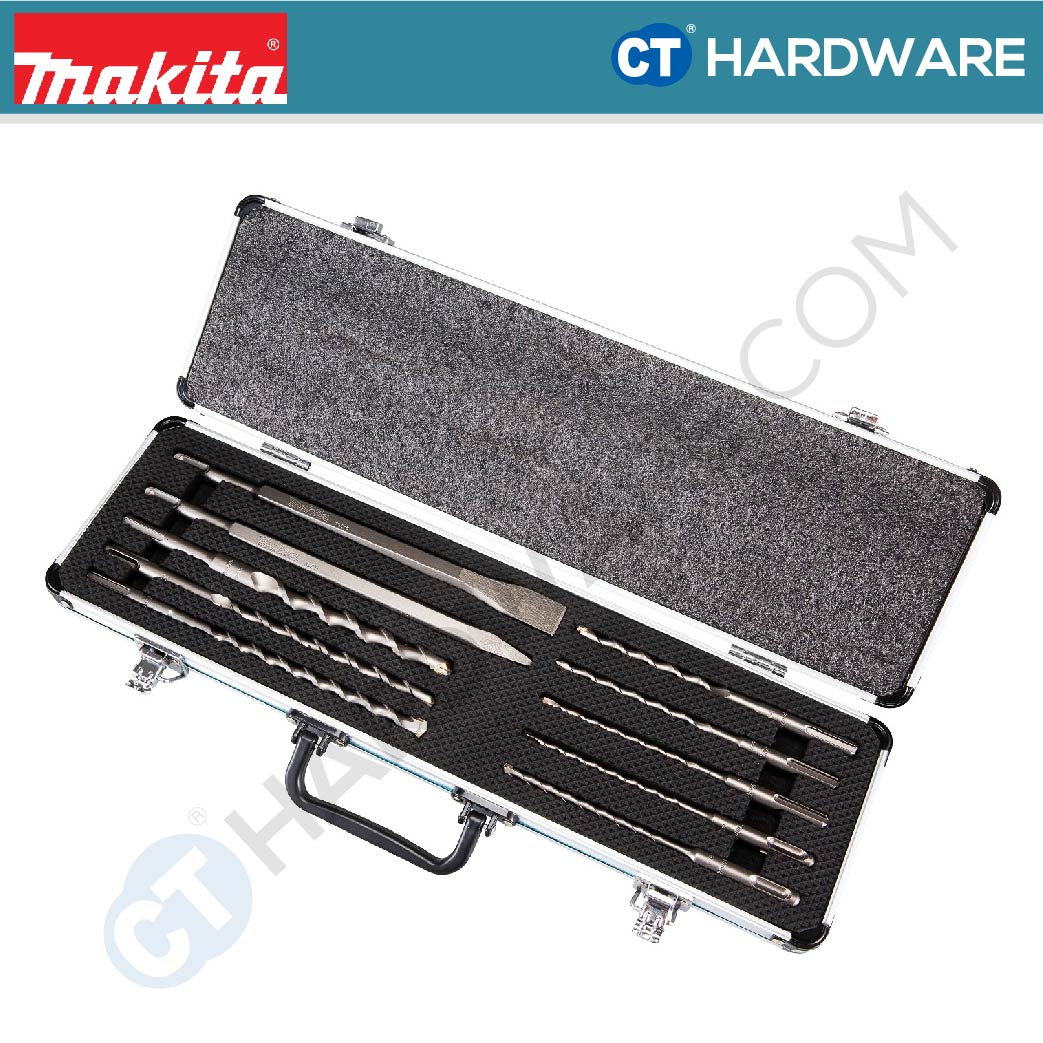 MAKITA D-70904 TCT DRILL BIT & CHISEL FOR SDS-PLUS HAMMERS ASSORTMENT SET IN ALUMINIUM CASE - 10PCS [ D70904 ]
