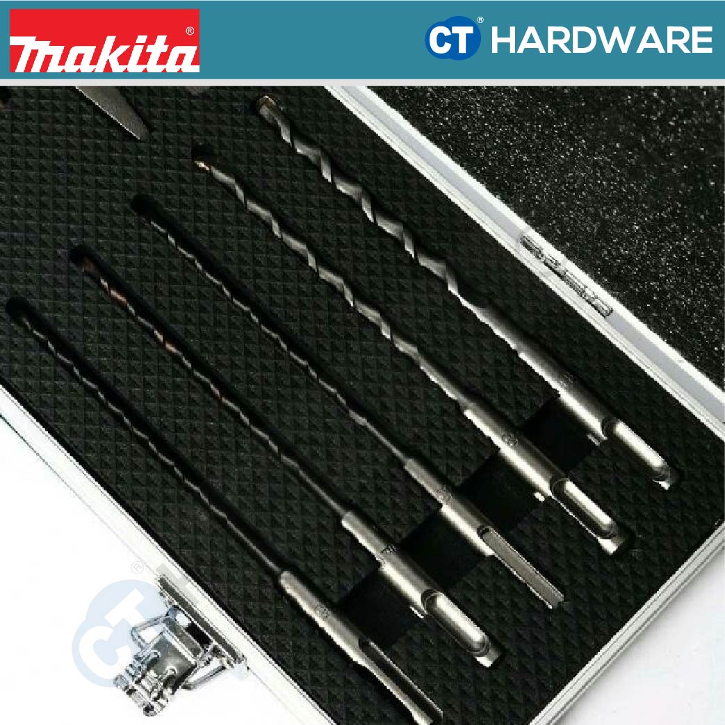 MAKITA D-70904 TCT DRILL BIT & CHISEL FOR SDS-PLUS HAMMERS ASSORTMENT SET IN ALUMINIUM CASE - 10PCS [ D70904 ]