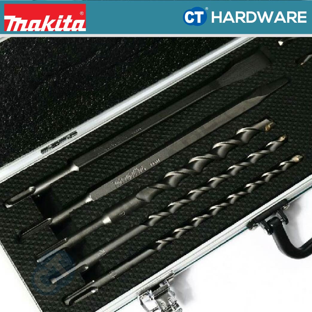MAKITA D-70904 TCT DRILL BIT & CHISEL FOR SDS-PLUS HAMMERS ASSORTMENT SET IN ALUMINIUM CASE - 10PCS [ D70904 ]