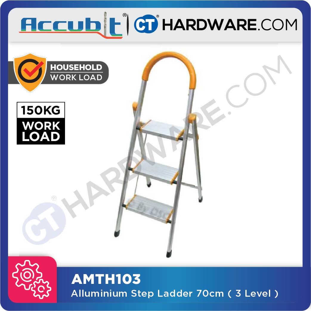 ACCUBIT AMTH103 ALUMINIUM STEP LADDER  70CM  ( 3 LEVEL ) 119 SERIES EN131