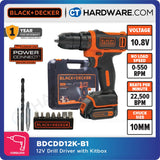 Black+Decker BDCDD12K Ultra Compact Drill 10.8V 1.5AH Li-Ion 10MM 550RPM