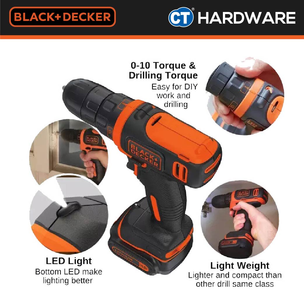 Black+Decker BDCDD12K Ultra Compact Drill 10.8V 1.5AH Li-Ion 10MM 550RPM