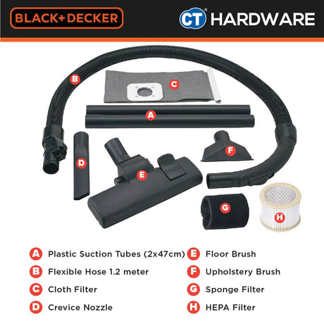 Black & Decker BDWD15 Wet & Dry Vacuum Cleaner 1400W 15L