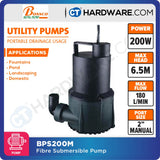 BOSSCO BPS200M FIBRE SUBMERSIBLE PUMP 200W | 180L/MIN | 6.5M | 1-1/4" [ MADE IN TAIWAN ]