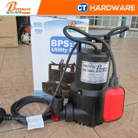 BOSSCO BPS200MA FIBRE SUBMERSIBLE PUMP 1/4HP | 180L/MIN | 6.5M/H | AUTO | 1-1/4" [ MADE IN TAIWAN ]