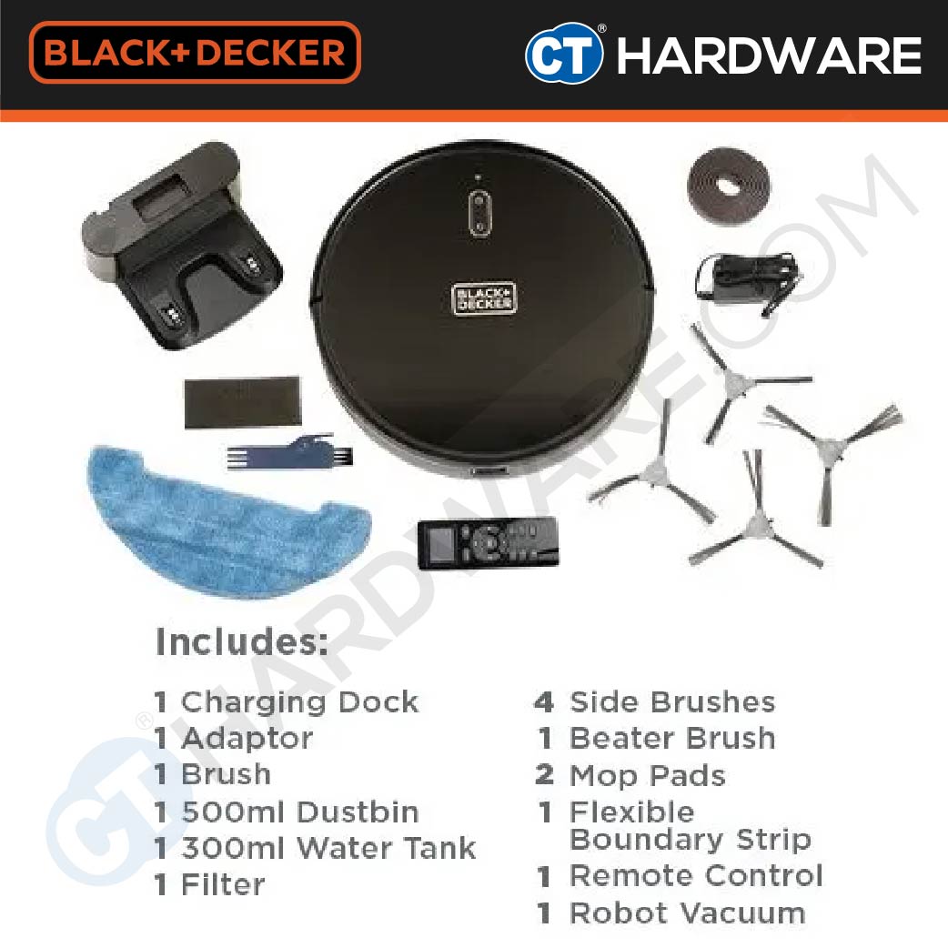 BLACK+DECKER BRVA425B00 2-IN-1 ROBOTIC VACUUM & MOP | 14.4V | 2150PA | 500ML DUSTBIN | 300ML WATER TANK