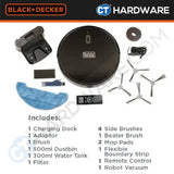 BLACK+DECKER BRVA425B00 2-IN-1 ROBOTIC VACUUM & MOP | 14.4V | 2150PA | 500ML DUSTBIN | 300ML WATER TANK