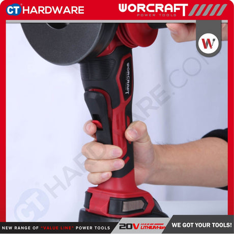 WORCRAFT CAG-S20LiB125 CORDLESS BRUSHLESS ANGLE GRINDER 5" | 20V | 125MM | 10,000RPM [ CAGS20LIB125 ] [ ONE FOR ALL ]