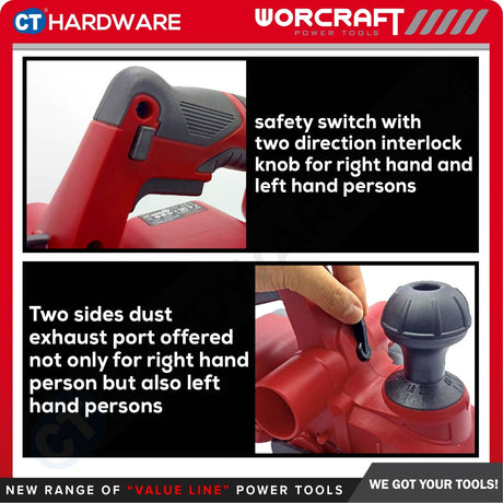 WORCRAFT CEP-S20LiB CORDLESS BRUSHLESS PLANER 20V | 15000 RPM | 82mm x 2mm [ CEPS20LIB ]