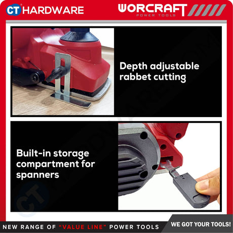 WORCRAFT CEP-S20LiB CORDLESS BRUSHLESS PLANER 20V | 15000 RPM | 82mm x 2mm [ CEPS20LIB ]