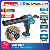 MAKITA CG100DZA  CORDLESS CAULKING GUN 12V 300ML 5000N 0-28MM/SEC 2.1KG NO BATT & CHARGER (SOLO)