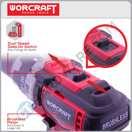WORCRAFT CHD-S20LiB CORDLESS IMPACT HAMMER DRILL BRUSHLESS 20V 13MM [  CHDS20LiB ] [ ONE FOR ALL ]