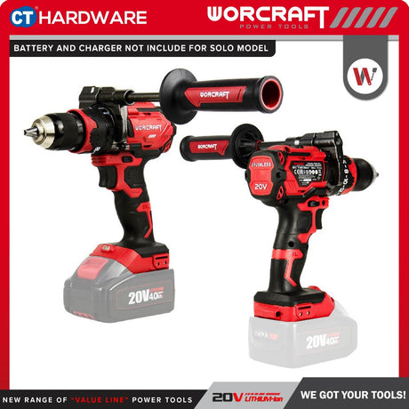 WORCRAFT CHD-S20LIBH Cordless Brushless Hammer Drill 20V | 13MM | 100NM [ CHDS20LIBH ] Gerudi Tukul Tanpa Wayar