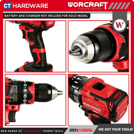 WORCRAFT CHD-S20LIBH Cordless Brushless Hammer Drill 20V | 13MM | 100NM [ CHDS20LIBH ] Gerudi Tukul Tanpa Wayar