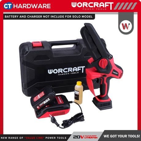 WORCRAFT CHS-S20LiBM CORDLESS BRUSHLESS HANDLE MINI CHAIN SAW 20V | 6" COME WITH 1x 2.0AH BATTERY AND CHARGER