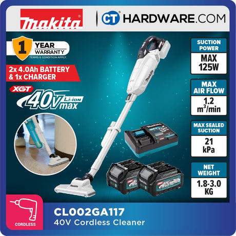 Makita CL002GA117/ GA104/ GZ03/ GZ07 XGT 40Vmax Cordless Brushless Cleaner 500ml 21kPa (Body Only | 1-Battery)
