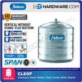 DELUXE CL60F STAINLESS STEEL WATER TANK WITHOUT STAND 3000L ( 660 GALLONS) FLAT BOTTOM