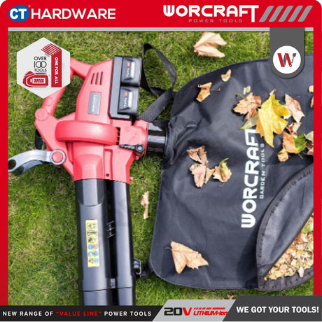 WORCRAFT CLBV-S40LI CORDLESS LEAF VACUUM BLOWER 20V+20V | 7000-12000/MIN | 21KM/H (CLBVS40LI)