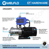 WELFLO CM440PC STAINLESS STEEL DOMESTIC BOOSTER PUMP  BATHROOM SUPPORT 4-5