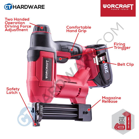 WORCRAFT CNS-S20LI Cordless Nailer 20V 15-22MM WITHOUT BATTERY & CHARGER (CNSS20LISOLO)