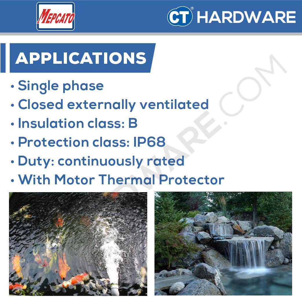 MEPCATO CP2.4SA STAINLESS STEEL SUBMERSIBLE PUMP 400W | 220L/MIN | 2" | 12M/H | 1PH | NON AUTO ( SITE DRAINAGE PUMP )WITH ITALY MECH SEAL [ CP24SA ]