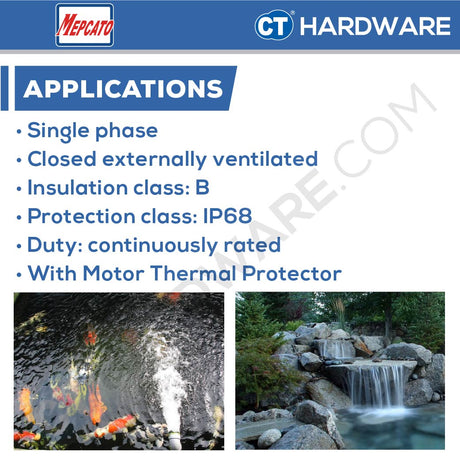 MEPCATO CPF2.4SA STAINLESS STEEL SUBMERSIBLE PUMP 400W 220L/MIN  2"' | 12M/H | 1PH | AUTO ( SITE DRAINAGE PUMP )WITH ITALY MECH SEAL [ CPF24SA ]