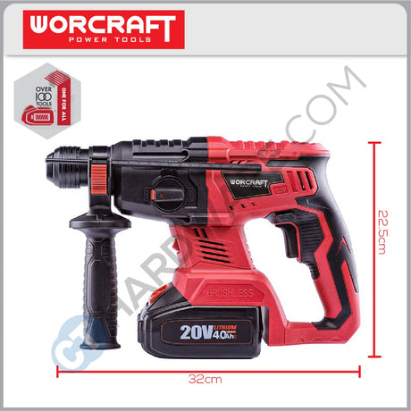 WORCRAFT CRH-S20LIB SOLO CORDLESS ROTARY HAMMER 20V 3 MODE 1000RPM  W/O BATT & CHAGER ( SOLO UNIT ) BRUSHLESS MOTOR (CRHS20LIBSOLO)