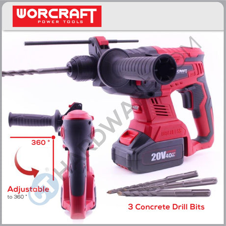WORCRAFT CRH-S20LIB SOLO CORDLESS ROTARY HAMMER 20V 3 MODE 1000RPM  W/O BATT & CHAGER ( SOLO UNIT ) BRUSHLESS MOTOR (CRHS20LIBSOLO)
