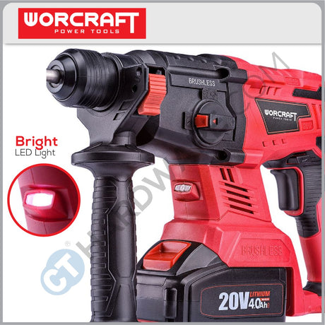 WORCRAFT CRH-S20LIB SOLO CORDLESS ROTARY HAMMER 20V 3 MODE 1000RPM  W/O BATT & CHAGER ( SOLO UNIT ) BRUSHLESS MOTOR (CRHS20LIBSOLO)