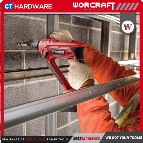 WORCRAFT CRH-S20LiEM Cordless Rotary Hammer 2-Mode | 20V | 900RPM | SDS PLUS Come With 1x 2.0Ah Battery + 1x Charger