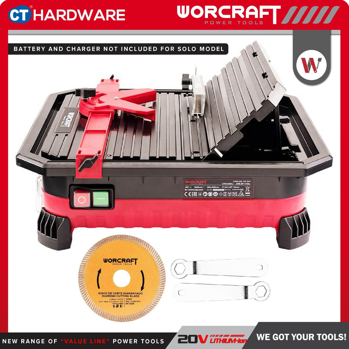 WORCRAFT CTS-S20Li CORDLESS TILE SAW 20V | 5000/MIN [ CTSS20LI ]