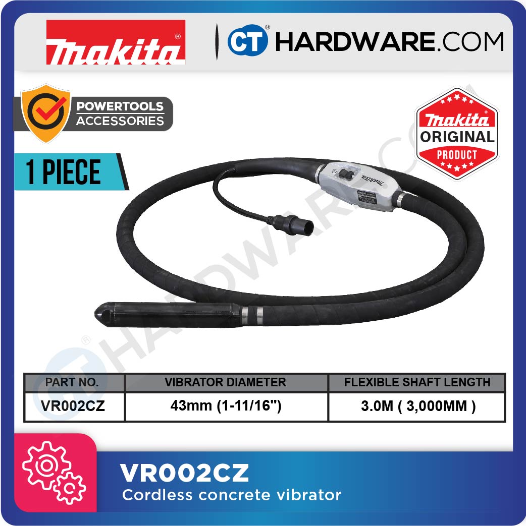 Makita VR002CZ LXT 18V Cordless Concrete Vibrator C/W 43mm X 3m Flexible Shaft (Body Only)