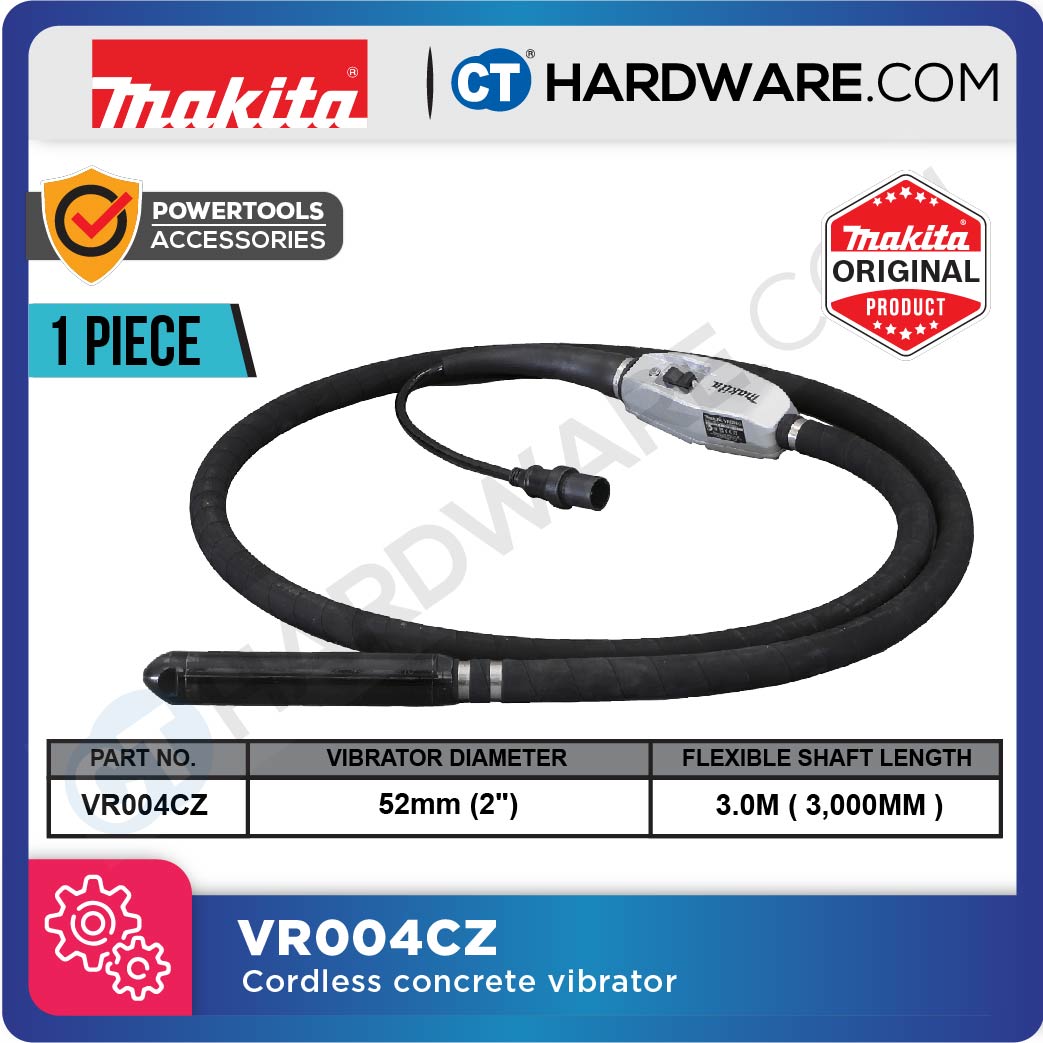 Makita VR004CZ LXT 18V Cordless Concrete Vibrator C/W 52mm X 3m Flexible Shaft (Body Only)