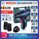 BOSCH GSR 120-LI (GEN 2) PROFESSIONAL CORDLESS DRILL/DRIVER 12V | 30Nm [ GSR120LI ]