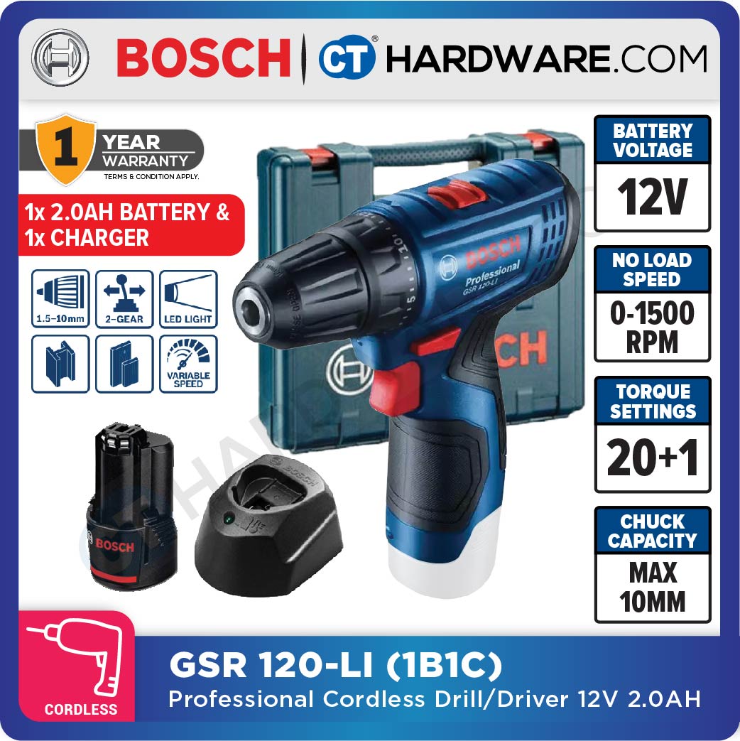 BOSCH GSR 120-LI (GEN 2) PROFESSIONAL CORDLESS DRILL/DRIVER 12V | 30Nm [ GSR120LI ]