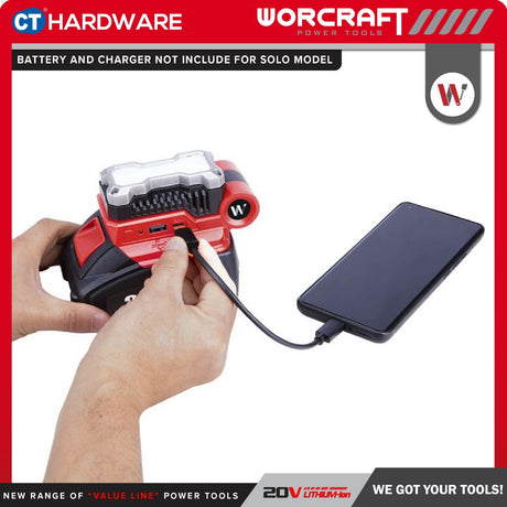 WORCRAFT CUA-S20LI SOLO POWER ADAPTOR / LED LIGHT 20V | 5W | 400 LUMENS | USB TYPE C - [ CUAS20LISOLO ]