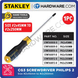STANLEY CUSHION GRIP SCREWDRIVER PHILIPS #2 SIZE PH2 x 45MM TO PH2 x 250MM