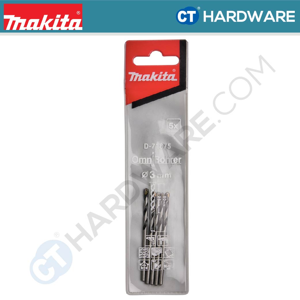 Makita TCT Drill Bit With Straight Shank 3-10 Mm Diameter | Multi Material Multiple
