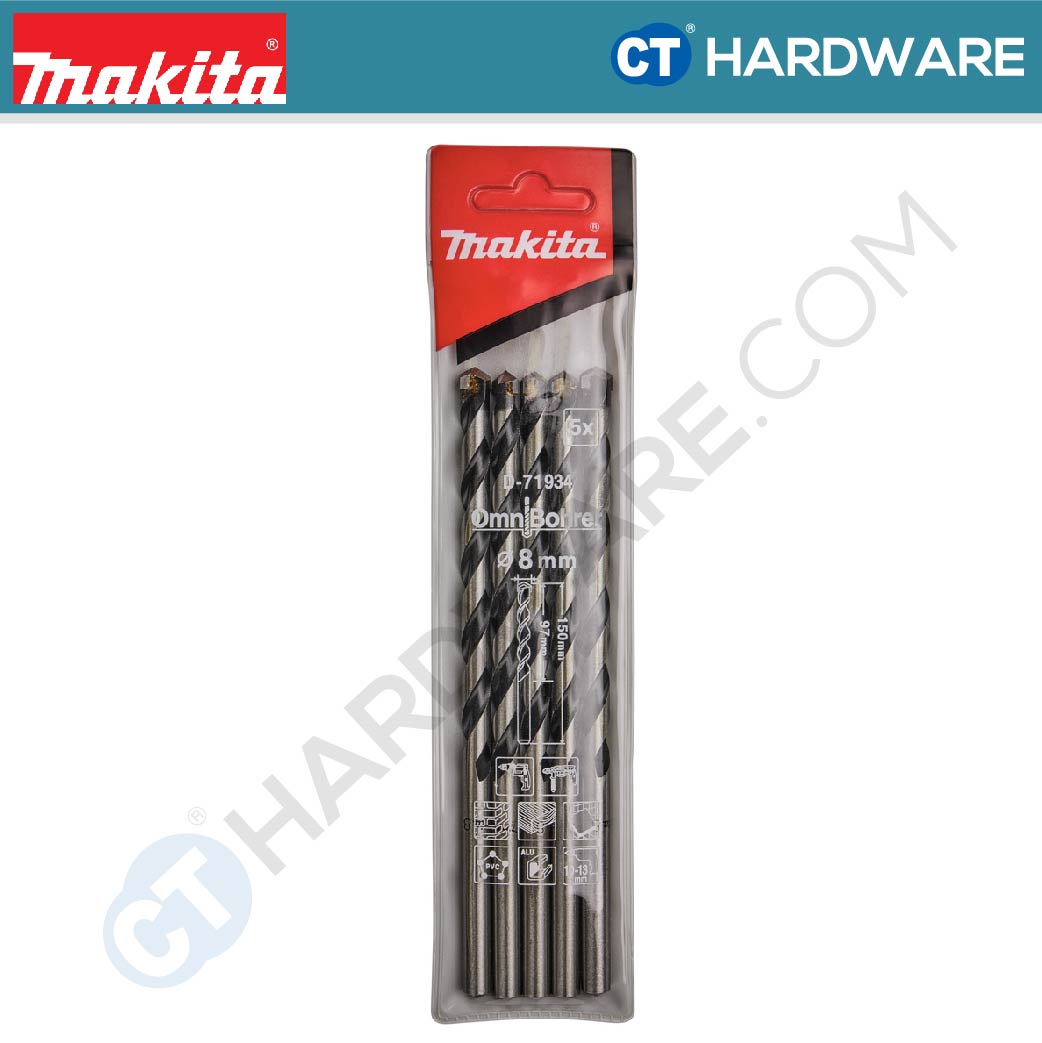 Makita TCT Drill Bit With Straight Shank 3-10 Mm Diameter | Multi Material Multiple