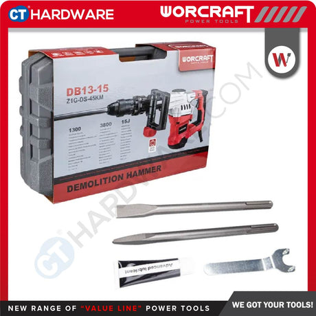 WORCRAFT DB13-15 ELECTRIC DEMOLITION BREAKER 1300W | 15 J | SDS MAX [ DB1315 ]