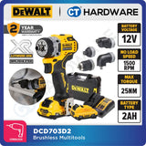 DEWALT DCD703D2 BRUSHLESS MULTI HEAD TOOL 12V 2.0AH 1500RPM COME WITH 2 BATTERY 1 CHARGER ( 5 HEAD )