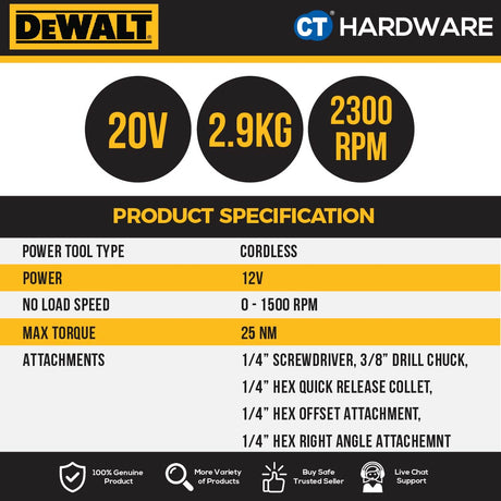 DEWALT DCD703D2 BRUSHLESS MULTI HEAD TOOL 12V 2.0AH 1500RPM COME WITH 2 BATTERY 1 CHARGER ( 5 HEAD )