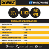 DEWALT DCD708N BRUSHLESS ATOMIC DRILL DRIVER 20V 13MM 200W 26-65NM 1650RPM WITHOUT BATTERY & CHARGER ( SOLO )