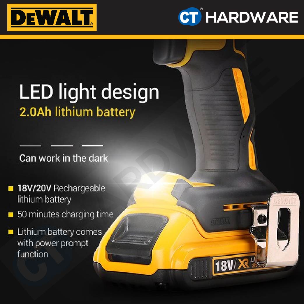 DEWALT DCD800M2T BRUSHLESS CORDLESS DRILL DRIVER 20V 4.0AH 13MM 2000RPM COME WITH 2 BATTERY 1 CHARGER
