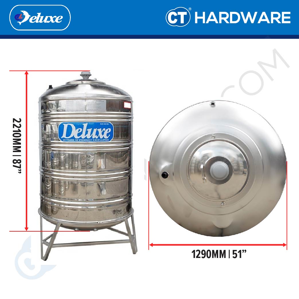 DELUXE CL50KT STAINLESS STEEL WATER TANK WITH STAND 2000L ( 440 GALLONS)