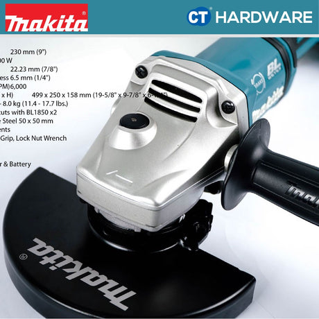 MAKITA DGA901Z CORDLESS ANGLE GRINDER 18V X2 9" 230MM 6000RPM WITHOUT BATTERY & CHARGER ( BRUSHLESS MOTOR )
