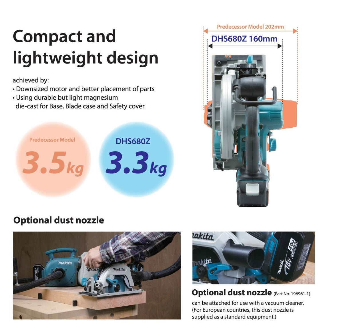MAKITA DHS680Z 165MM (6-1/2") CORDLESS CIRCULAR (LXT SERIES) 18V 3.0AH 5000RPM 3.1KG